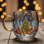 Decorative Glass Mug with Winter Landscape Design