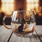 Decorative Glass Mug with Winter Landscape Design