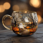 Decorative Glass Mug with Winter Landscape Design