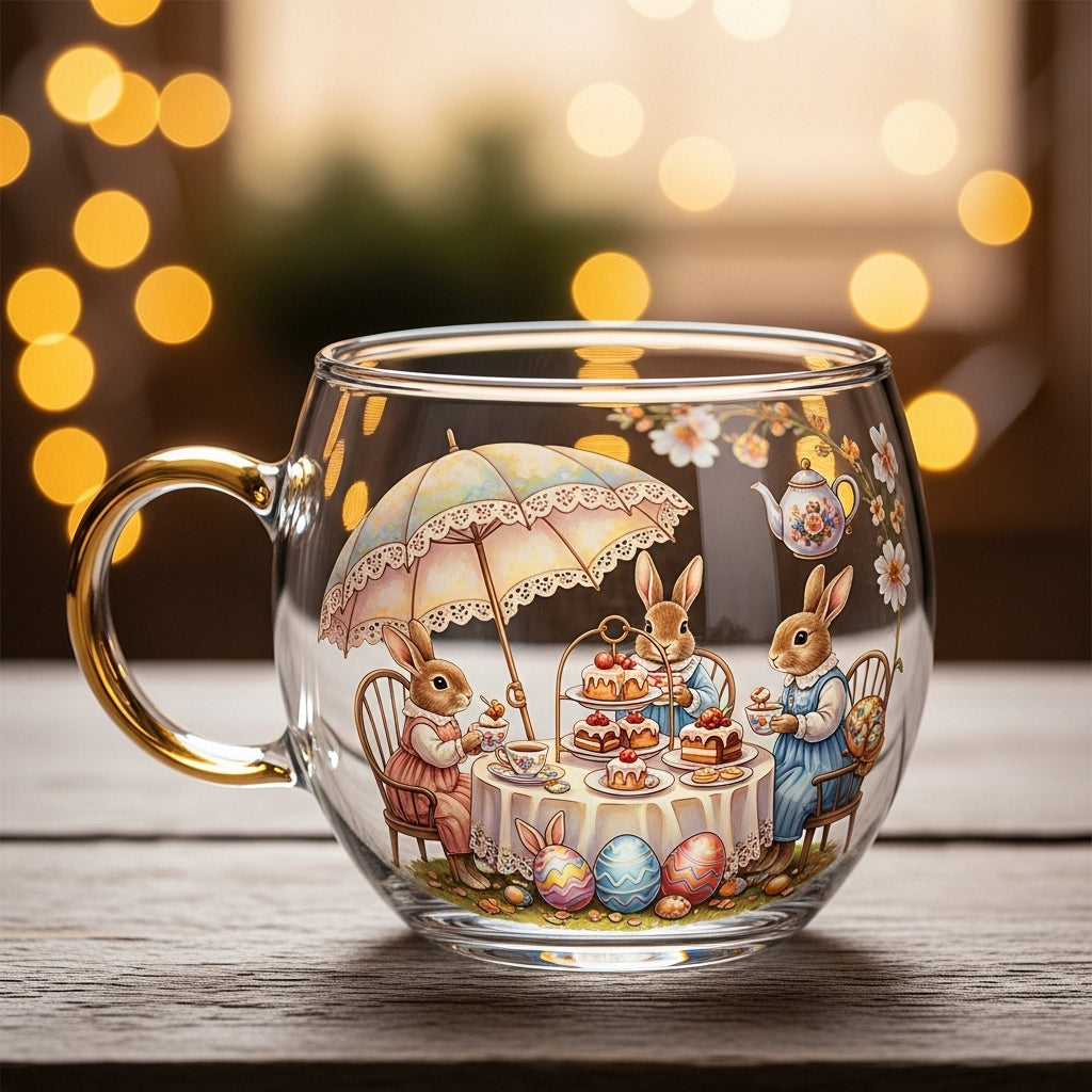 Decorative Glass Mug with Winter Landscape Design