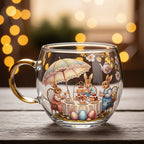 Decorative Glass Mug with Winter Landscape Design