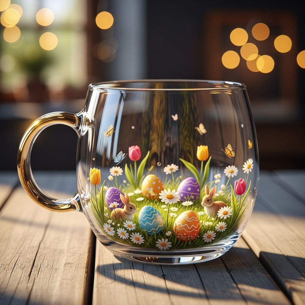 Decorative Glass Mug with Winter Landscape Design