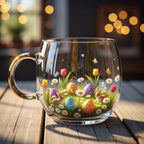 Decorative Glass Mug with Winter Landscape Design