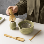 Ceramic and Bamboo Matcha Tea Set, 6 Pieces