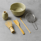 Ceramic and Bamboo Matcha Tea Set, 6 Pieces