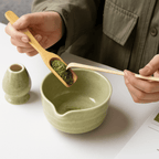 Ceramic and Bamboo Matcha Tea Set, 6 Pieces