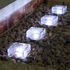 Solar Ice Cube Step Lights, IP65 LED Garden and Path Lighting — White
