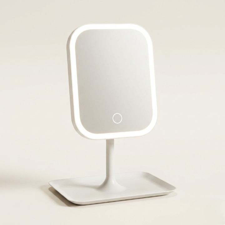 Rechargeable LED Vanity Mirror with Touch Dimmer, 3 Light Colours - White