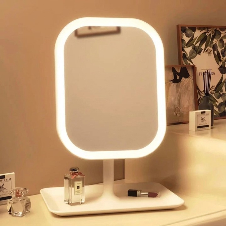 Rechargeable LED Vanity Mirror with Touch Dimmer, 3 Light Colours - product view 2