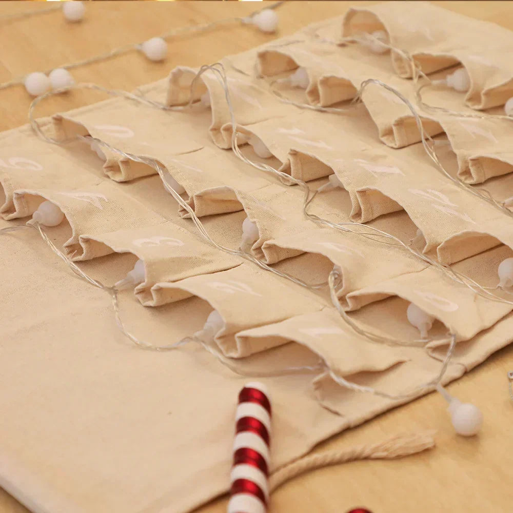Reusable Cotton Advent Calendar with 24 Pockets