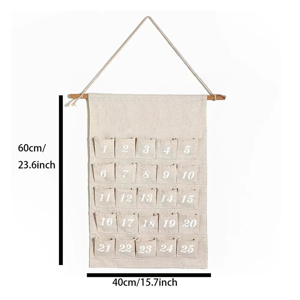 Reusable Cotton Advent Calendar with 24 Pockets