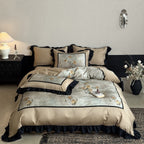 Floral Cotton-Blend Bedding Set with Ruffle Trim