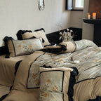 Floral Cotton-Blend Bedding Set with Ruffle Trim