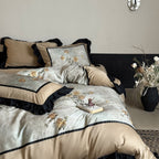 Floral Cotton-Blend Bedding Set with Ruffle Trim