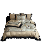 Floral Cotton-Blend Bedding Set with Ruffle Trim
