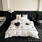 Cotton Sateen Bedding Set with Heart Appliqué