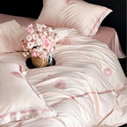 Cotton Sateen Bedding Set with Heart Appliqué