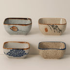Japanese Pattern Porcelain Sauce Dishes, Set of 4