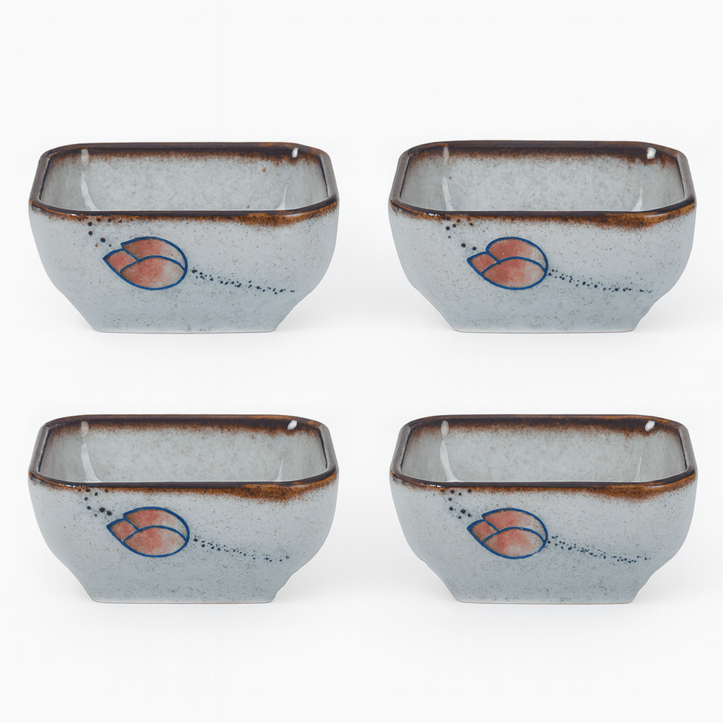 Japanese Pattern Porcelain Sauce Dishes, Set of 4