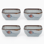 Japanese Pattern Porcelain Sauce Dishes, Set of 4
