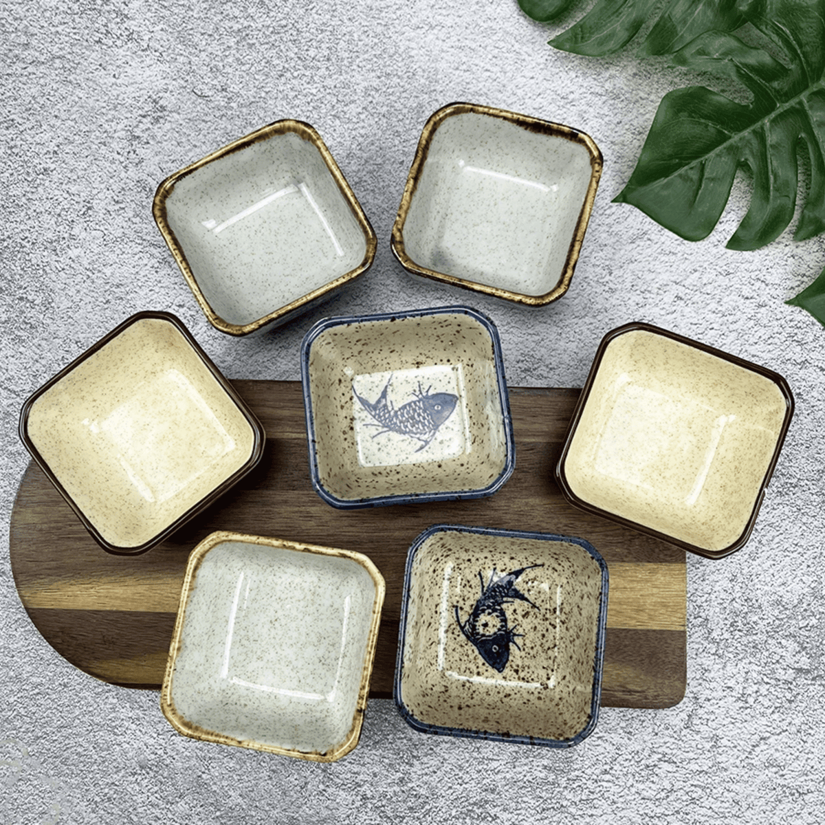 Japanese Pattern Porcelain Sauce Dishes, Set of 4