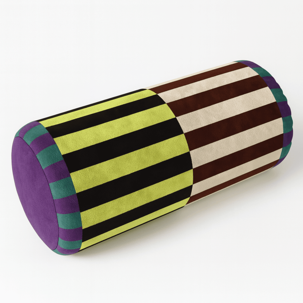 Geometric Jacquard Velvet Bolster Cushion, 20 x 45 cm