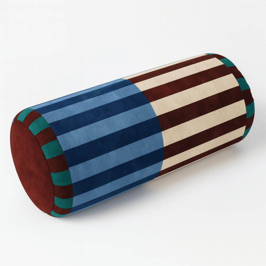 Geometric Jacquard Velvet Bolster Cushion, 20 x 45 cm