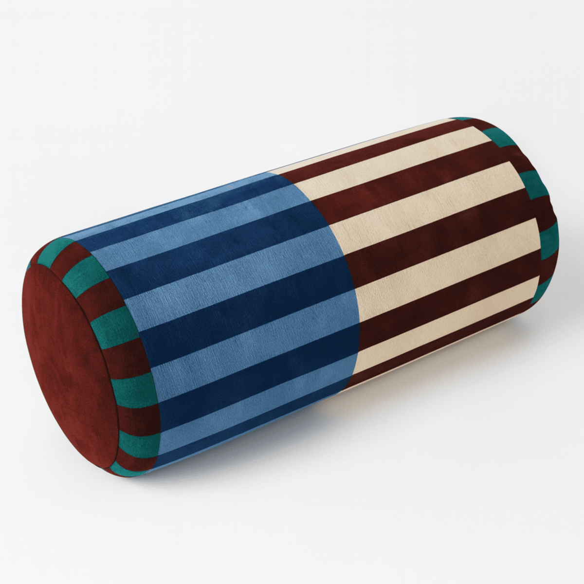 Geometric Jacquard Velvet Bolster Cushion, 20 x 45 cm