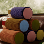 Striped Velvet Bolster Cushion, 20 x 45 cm