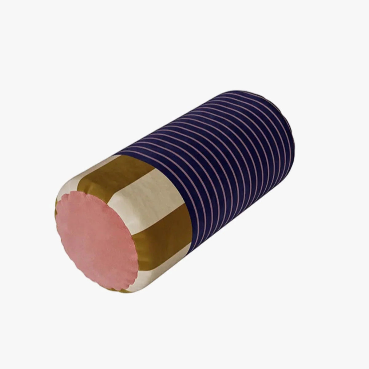 Striped Velvet Bolster Cushion, 20 x 45 cm