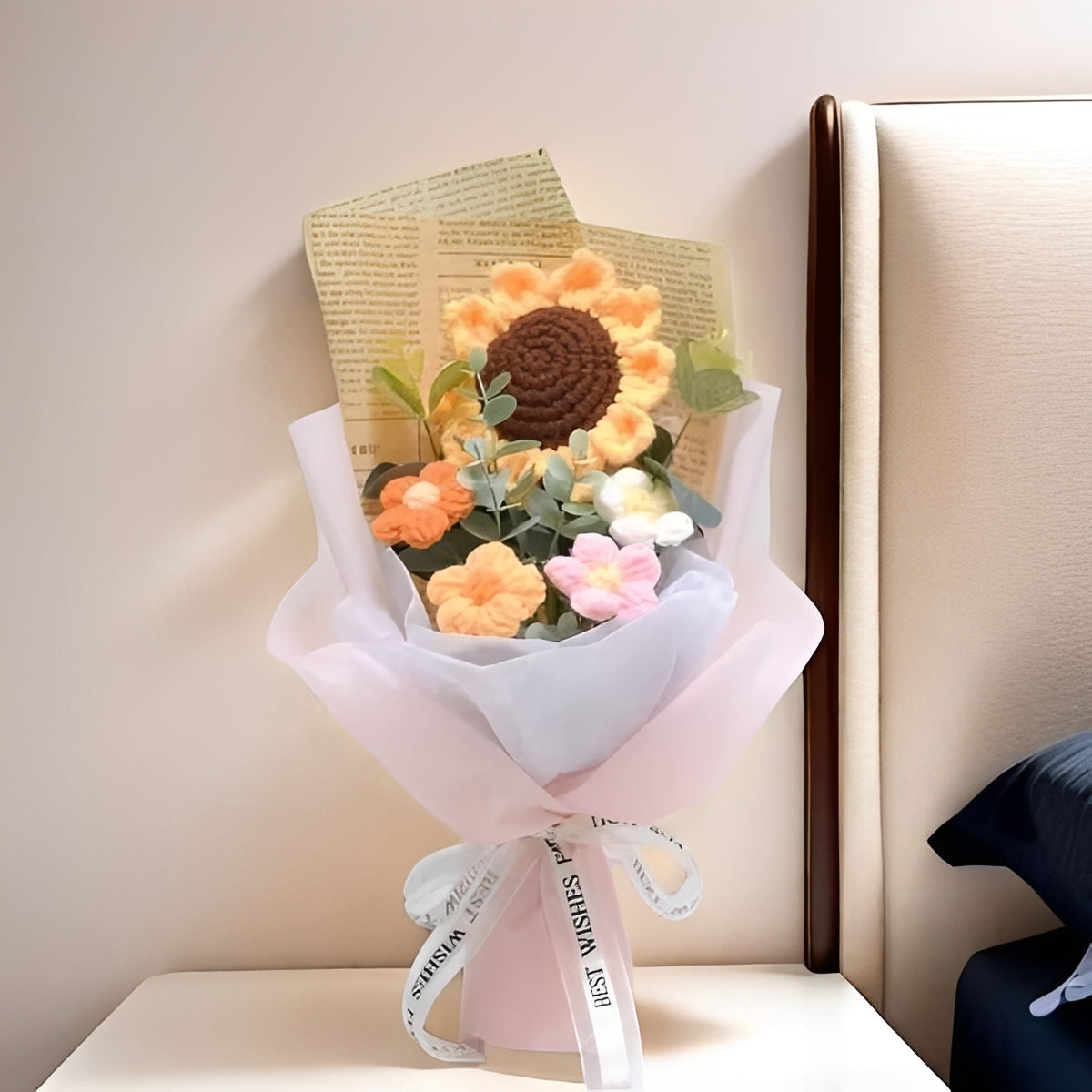 Crochet Sunflower and Daisy Bouquet