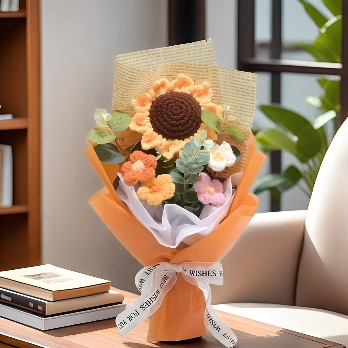 Crochet Sunflower and Daisy Bouquet