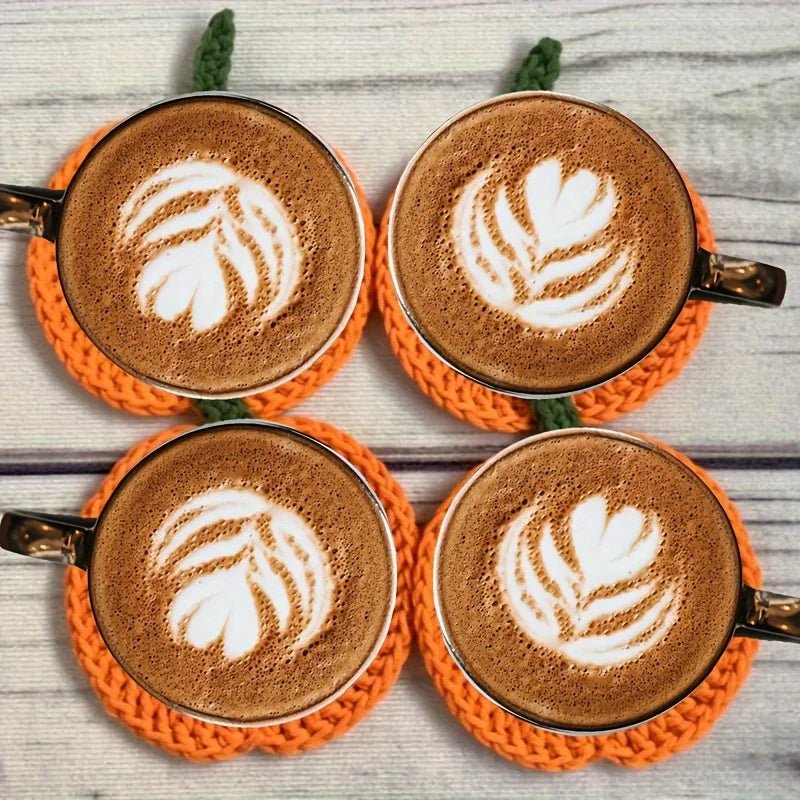 Crochet Pumpkin Coasters, Handmade Autumn Table Décor, Set of 4 - product view 7