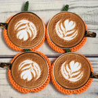 Crochet Pumpkin Coasters, Handmade Autumn Table Décor, Set of 4 - product view 7
