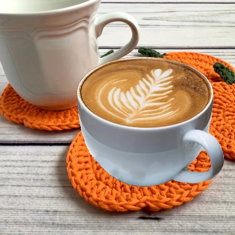 Crochet Pumpkin Coasters, Handmade Autumn Table Décor, Set of 4 - product view 8