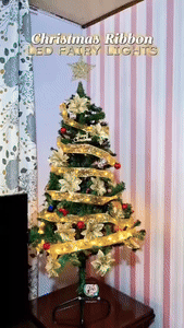 Battery-Powered Christmas Ribbon Fairy Lights