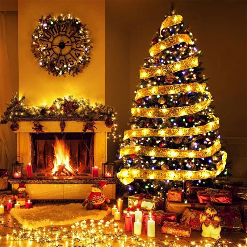 Battery-Powered Christmas Ribbon Fairy Lights