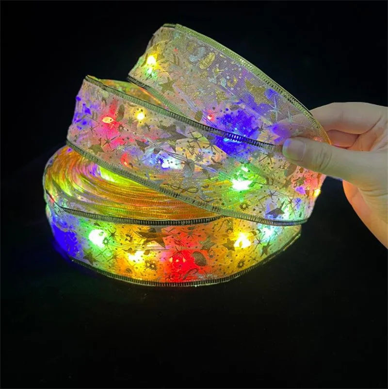 Battery-Powered Christmas Ribbon Fairy Lights