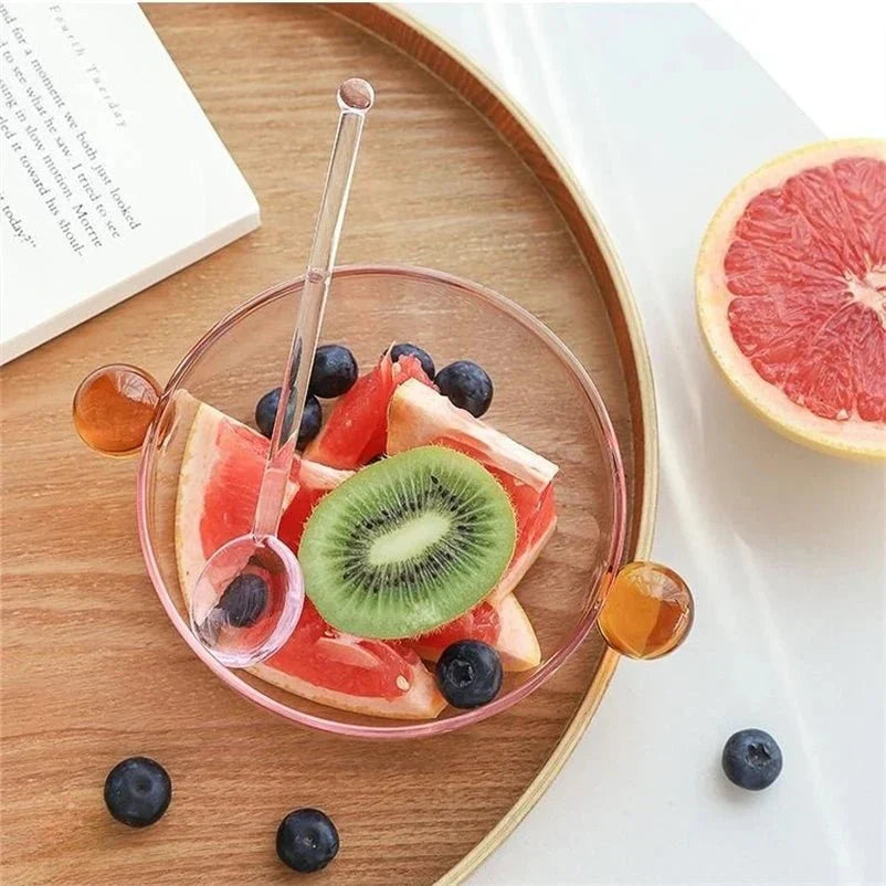 Coloured Glass Bowl with Round Handles – product image 5