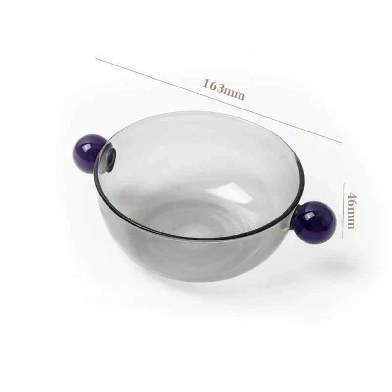 Coloured Glass Bowl with Round Handles – product image 1