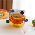Coloured Glass Bowl with Round Handles – product image 2