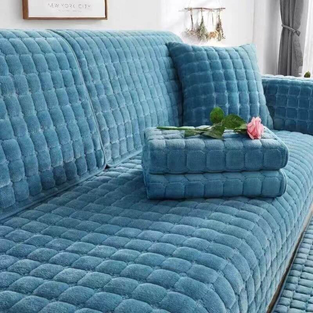 Quilted Flannel Sofa Cover, Non-Slip Washable Furniture Protector — product view 1
