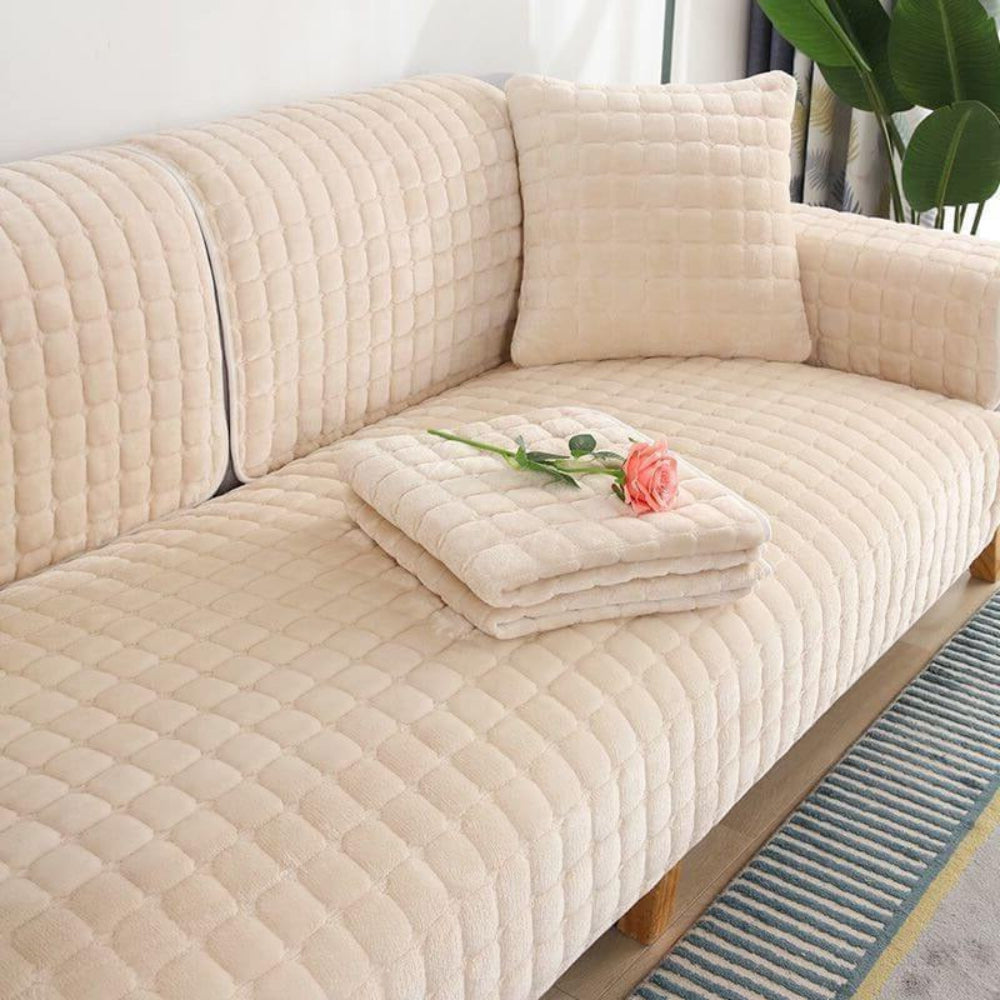 Quilted Flannel Sofa Cover, Non-Slip Washable Furniture Protector — product view 2