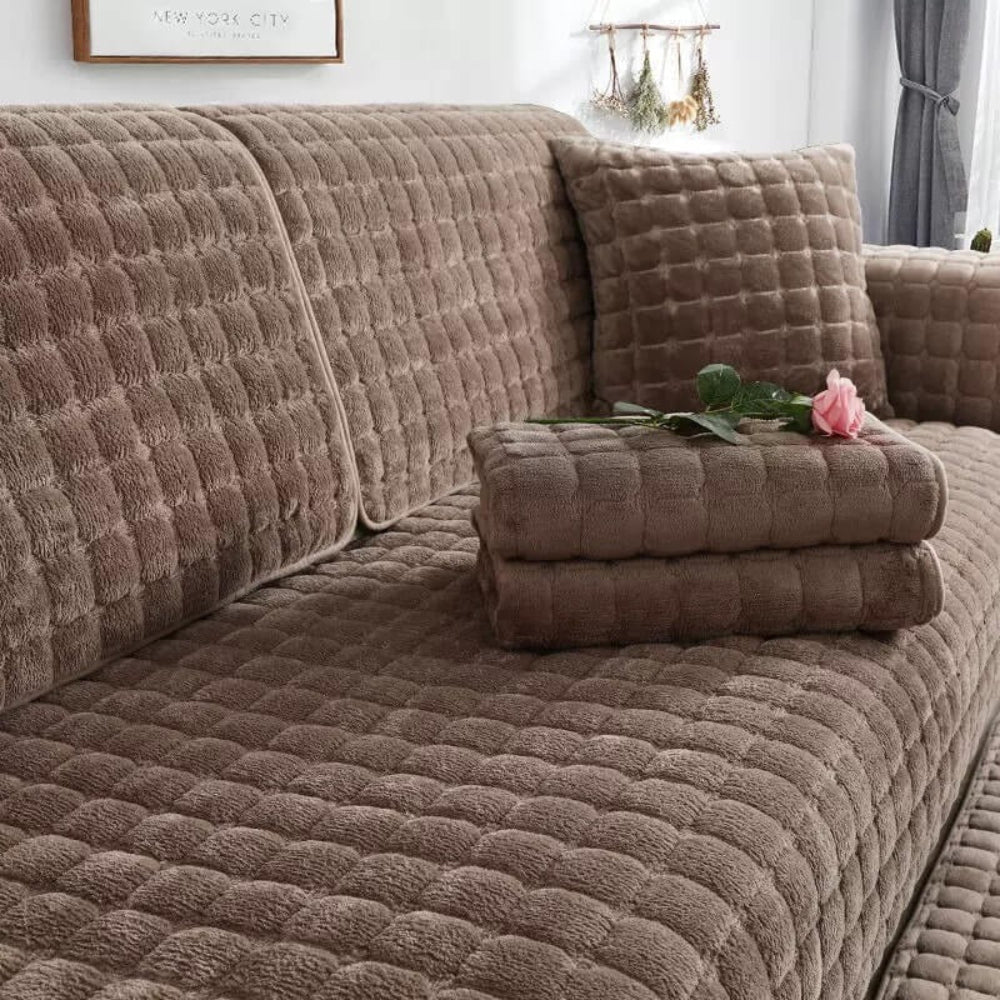 Quilted Flannel Sofa Cover, Non-Slip Washable Furniture Protector — product view 3
