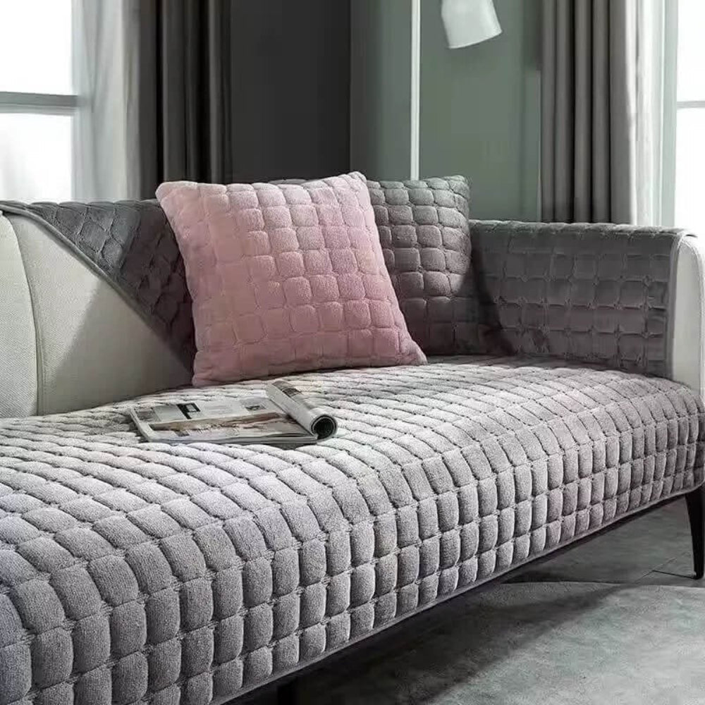 Quilted Flannel Sofa Cover, Non-Slip Washable Furniture Protector — product view 4