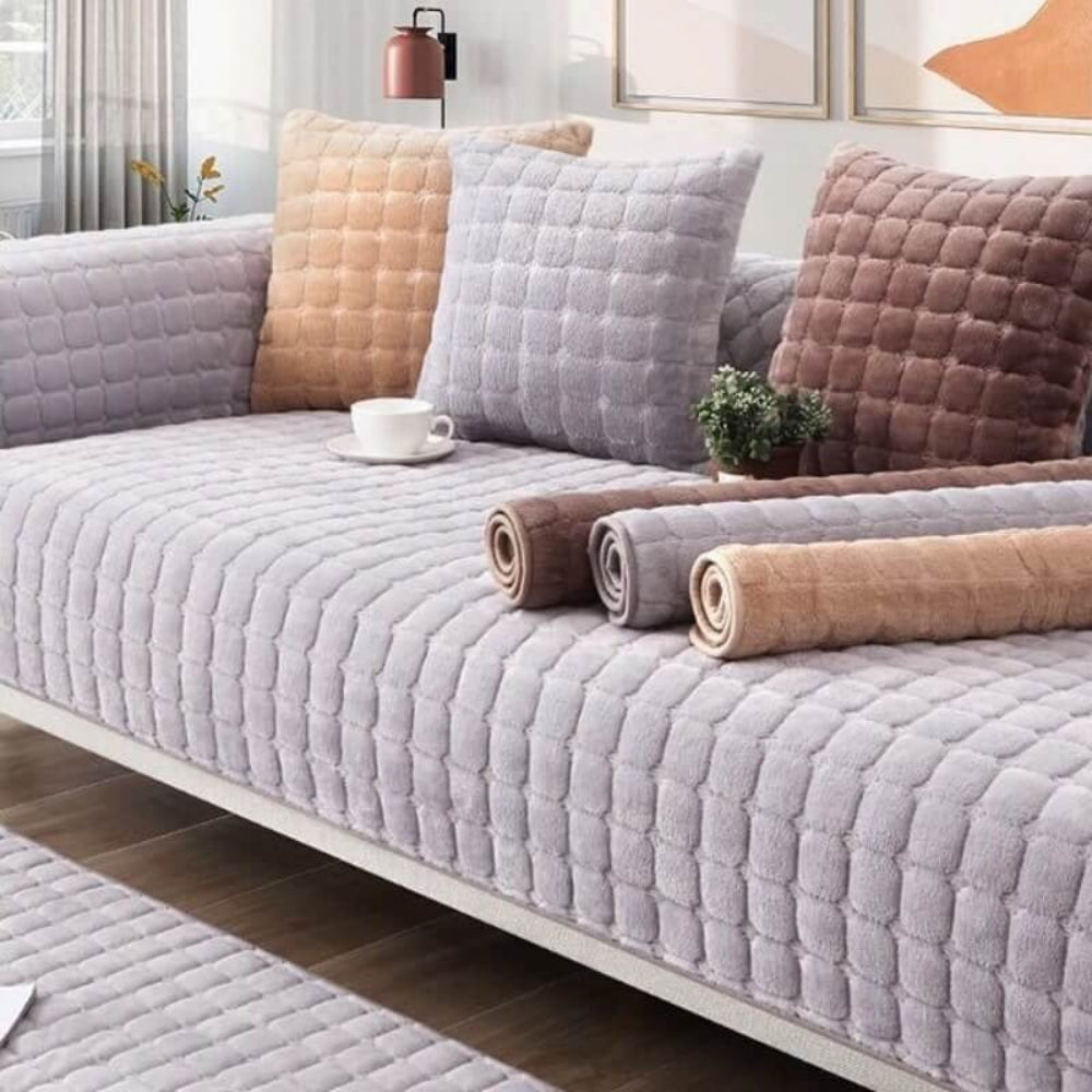 Quilted Flannel Sofa Cover, Non-Slip Washable Furniture Protector — product view 6