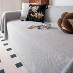 Linen-Look Sofa Throw Cover, Reversible Polyester Furniture Protector — product view 4