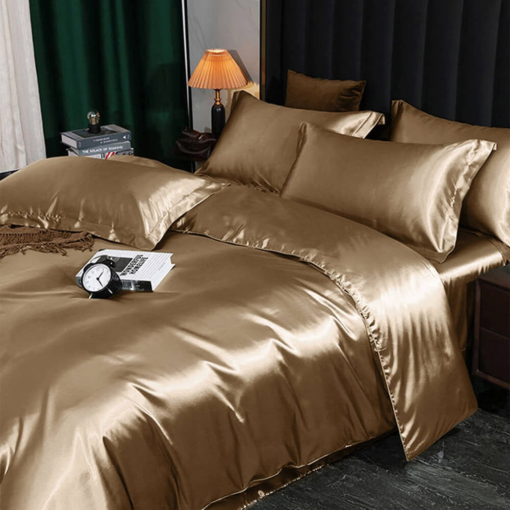 Satin Bedding Set, Duvet Cover with Fitted Sheet and Pillowcases — product view 1