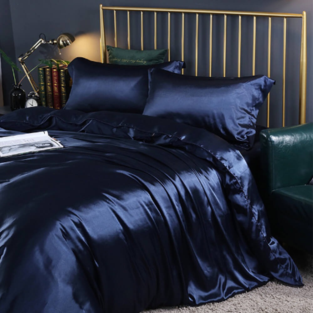 Satin Bedding Set, Duvet Cover with Fitted Sheet and Pillowcases — product view 3