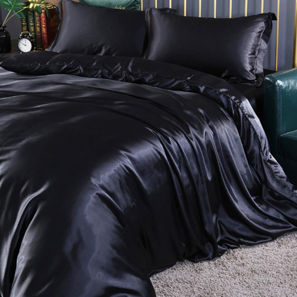 Satin Bedding Set, Duvet Cover with Fitted Sheet and Pillowcases — product view 4